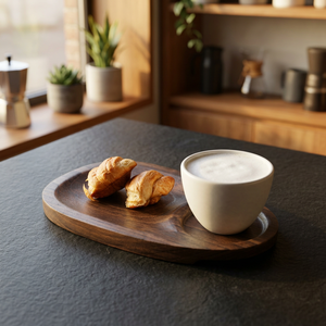 Bandeja de Servir de Madera Hecha a Mano, Ecológica, Portavasos, para Café, Té, Aperitivos, Apta para Lavavajillas y Microondas, Acabado sin Tratar, para Uso Residencial - Product Image 1