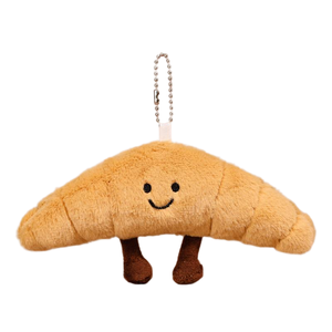 CHENXI Porte-clés en peluche de coton créatif personnalisé, en forme de croissant, de pain roulé ou de beignets au fromage simulés, jouet et breloque - Product Image 1