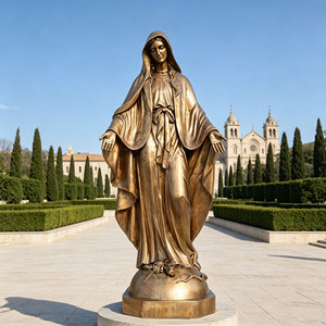Sculpture personnalisée en bronze <span class=keywords><strong>de</strong></span> la Vierge Marie, figurine religieuse artisanale moulée à la cire perdue pour la décoration <span class=keywords><strong>de</strong></span> jardin, d'église ou <span class=keywords><strong>de</strong></span> maison - Product Image 4