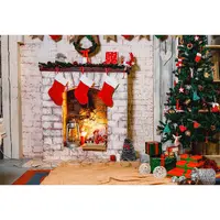 Fondo fotográfico de invierno para fiesta en casa, telón de 7x5 pies con diseño de árbol de Navidad