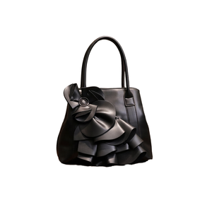 Sac fourre-tout en PU pour femme, tendance 2026, avec fermeture éclair, grandes volants multi-niveaux, motif floral texturé, idéal pour le shopping - Product Image 2
