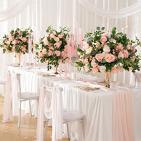 Centres de table modernes en soie pour événements de mariage, personnalisés, 1,64 pied, avec hydrangeas violets et bougeoirs floraux pour anniversaire
