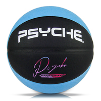 Ballon de basket PSYCHE, prix compétitif, logo personnalisé, cuir hygroscopique, bleu/noir, taille 7, intérieur/extérieur