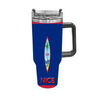Gobelet isotherme en acier inoxydable de 40 oz avec poignée, personnalisé avec le drapeau du pays Chuuk, pour les trajets inter-districts, le camping en plein air
