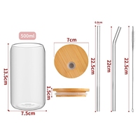 Gobelet en verre borosilicaté moderne Offre Spéciale de 16oz avec couvercle en bambou et paille tasse à sublimation en forme de canette de bière pour les bars de fêtes
