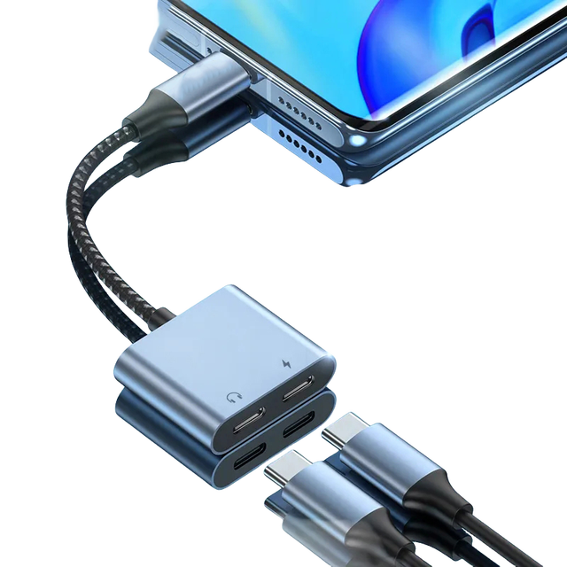 High Quality OEM ODM 2 in 1 Fast PD Charge Type C Male to 3.5mm Audio Cable 96KHZ USB C Headphone Adapter for Cellphone