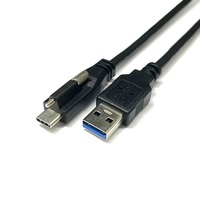 Câble USB 3.0 Type A mâle vers Type-C mâle avec vis de verrouillage, 5 Gbps, haute vitesse, câble de données et d'alimentation industriel