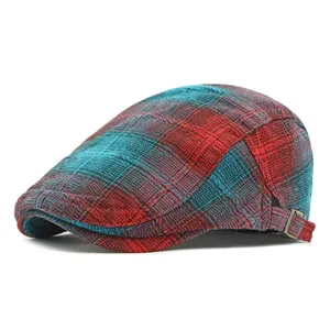 Retro Colorful Rendering Fashion Simple Plaid British Spring Autumn Advanced <b>Hats</b> Newsboy Cap Gradient Ivy <b>Hat</b> - Product Image 1