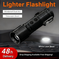 Briquet portable miniature à double arc avec lampe torche haute puissance pour la randonnée et le camping