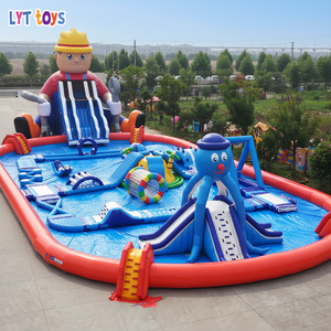 Parc aquatique gonflable commercial mobile sur le thème de la Princesse Rose avec toboggan pour adultes et enfants à prix abordable - Product Image 1
