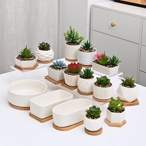 Bandeja de cerámica Rectangular grande de porcelana blanca, maceta pequeña sencilla transfronteriza, maceta <span class=keywords><strong>suculenta</strong></span> especial, porcelana blanca grande - Product Image 1