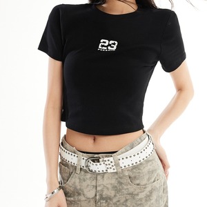 T-shirt <span class=keywords><strong>femme</strong></span> en jersey avec logo, écologique, anti-boulochage, à épaules classiques, manches courtes, style coréen, amincissant et élégant pour l'été - Product Image 2