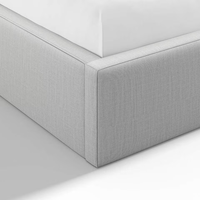 Base de lit moderne pleine grandeur en tissu de lin gris foncé lit carré rembourré pour meubles de chambre à coucher design populaire