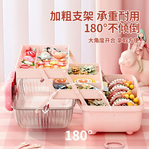 Childrens Hair Accessory Storage Box With Layers Transparent Lid Cute Cartoon Design For Desk Jewelry Organizer - Product Image 2