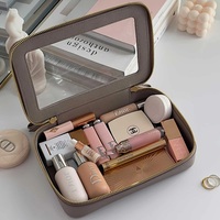 Trousse de Maquillage Portable Écologique en PU Transparent avec Grande Capacité et Fermeture Éclair Supérieure pour Voyage et Rangement des Pinceaux