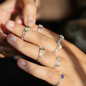 Anillo de plata de luna de moda más vendido con incrustaciones de piedras preciosas joyería fina para bodas fiestas de compromiso al por mayor - Product Image 1
