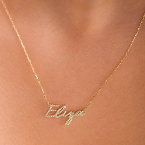 Collana Personalizzata <span class=keywords><strong>con</strong></span> <span class=keywords><strong>Nome</strong></span> in Inglese, Catena a Maglie Carina in <span class=keywords><strong>Argento</strong></span> 925 <span class=keywords><strong>con</strong></span> Zirconi - Product Image 4