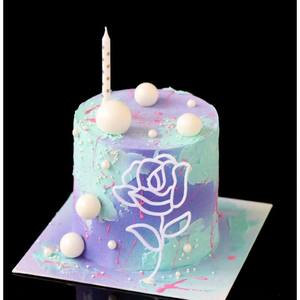 Décoration latérale de gâteau tendance : inserts floraux abstraits et simples, lignes de roses <span class=keywords><strong>dessin</strong></span>ées à la main, pour fêtes - Product Image 2