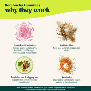 Gummies de Kombucha Vitamines Probiotiques pour Adultes Saveur Raisin Supplément de Probiotiques et Fibres 30 Gummies pour la Santé Intestinale - Product Image 6