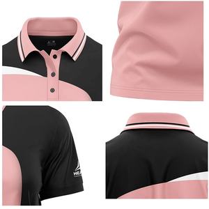 Kaos Polo Wanita Cepat Kering yang Dapat Disesuaikan, dengan Desain Pink atau Biru Dongker, Terbuat dari Kain Spandex dan Poliester yang Bernapas - Product Image 3