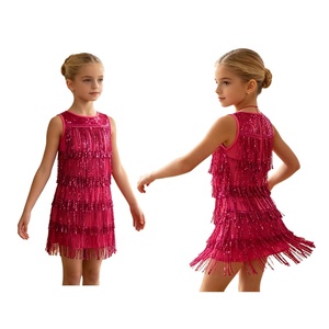 Vestido de Baile Latino para Niñas, con Flecos en Capas, Lentejuelas, Sin Mangas, para Competencia de Salsa, Baile de Salón, Ritmo, Actuación, Personalizado - Product Image 2