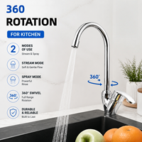 Robinet de cuisine monobloc économique 2026 DIY avec logo de marque, poignée à un trou, en laiton chromé poli, à poser sur comptoir, avec bec orientable