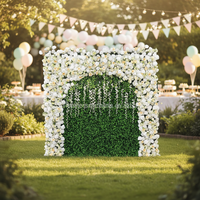 Backdrop Bunga Buatan Tangan Ramah Lingkungan 8ft X 8ft, Tanaman Rumput, Tanaman Rambat Gantung, Dinding Mawar Putih Buatan, untuk Fotografi
