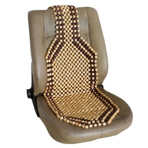 Coussin de siège auto en perles de bois, tapis rafraîchissant en bois Hinoki, version beige-noir, monocouche 38.5-129 pour siège auto - Product Image 1