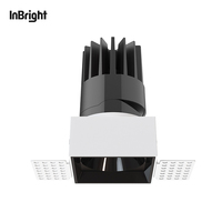 Spot réglable carré sans garniture d'hôtel résidentiel 8W 18W 25W étanche IP65 COB Dimmable LED projecteur encastré au plafond