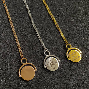 Nombre Zodiaco <span class=keywords><strong>initia</strong></span> logo joyería colgante personalizado encanto cadena Acero inoxidable brújula giratoria ansiedad SPINNER collar grabado - Product Image 1