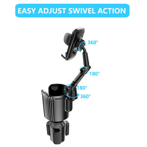 Büyük 2'si 1 Arada Esnek Araç Bardaklığı, Uzatılabilir 360 Derece Dönebilen Stand, Tüm Akıllı Telefon Modelleri için Ayarlanabilir Yükseklik Tabanı - Product Image 6