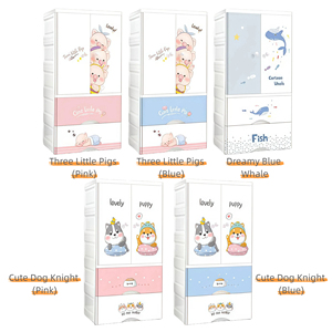 Armario de Almacenamiento Infantil de Doble Puerta, Organizador de <span class=keywords><strong>Ropa</strong></span> <span class=keywords><strong>para</strong></span> Dormitorio, Armario de Plástico <span class=keywords><strong>para</strong></span> Bebés, Cajonera de Plástico - Product Image 3