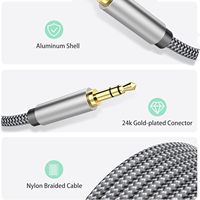 Câble audio stéréo tressé AUX 3,5 mm vers 3,5 mm, câble audio TRS auxiliaire blindé 1/8 mâle-mâle pour extérieur