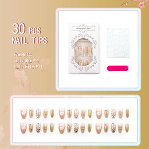 30 ชิ้น ลายเล็บทองรูปใบโคลเวอร์สี่แฉกของเซนต์แพทริก ลายอัลมอนด์ 3 มิติ ลายดาวน้องแมวสีเขียว - Product Image 2