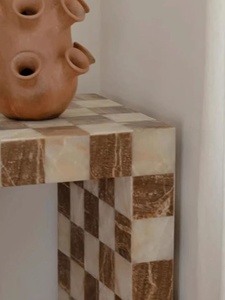 Tavolo Console a Scacchiera in Marmo Naturale per Ingresso, Soggiorno e Decorazione di Case e Ville - Product Image 4