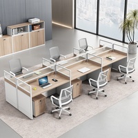 Bureau de travail moderne et minimaliste Qian Yang QY-YJ-83, combinaison de bureaux d'ordinateur pour quatre personnes, chaise incluse, bureau pour 2/4/6 personnes