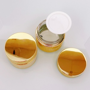 Luxury Skincare Body Cream Container Packaging Round 20ml 30ml 50ml 60g <b>UV</b> <b>Paint</b> Shiny Gold Glass Cosmetic Jar with Metal Lid - Product Image 4