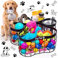Panier de rangement en métal noir pour jouets de chien, en forme de patte, organisateur pour jouets de chien, laisses et couvertures, pour salon et extérieur