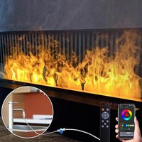 Cheminée à vapeur d'eau Kalsubo de 39,37 pouces encastrée, flamme atomisée 3D, éclairage multicolore, télécommande, minuterie, 1500W
