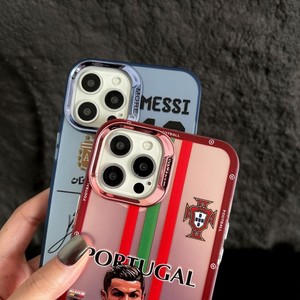 Custodia per telefono anti-impronta antiurto in TPU+PC con stampa UV a fumetti di Cristiano Ronaldo e <span class=keywords><strong>Lionel</strong></span> Messi, alla moda, per appassionati di calcio - Product Image 3