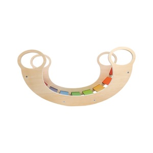Wooden Rainbow Rocking Chair For Kids Indoor Climbing Play Structure Multifunctional Arch Shape Interactive <b>Physical</b> Training - Product Image 5
