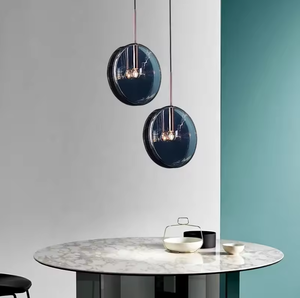 Zeal Lighting Modern Simple Single Head Chandelier Aqua Blue Glass Pendant Light Restaurantes Material de hierro Switch 3000K AC - Product Image 6