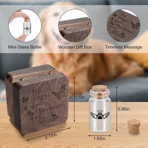 โกศแก้วขนาดเล็กแบบกำหนดเองสำหรับใส่เถ้ากระดูกสัตว์เลี้ยงขนาดเล็ก สุนัข แมว ของที่ระลึก ภาชนะเก็บอัฐิพร้อมฝาปิด - Product Image 2