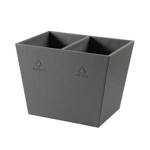 Custom Square Leather Waste Bin With Metal Inner Cylinder Multi Functional Sorting Storage For Hotel Guest Rooms Offices - Product Image 2