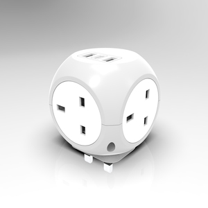 Adattatore da viaggio Regno Unito 4 prese 2 USB 1 tipo <span class=keywords><strong>C</strong></span> porte di ricarica LED indicatore luci UK per adattatore Smart adattatore - Product Image 3