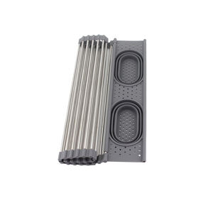 Escurridor de Platos Plegable y Ajustable de Acero Inoxidable 304 para Fregadero de Cocina con Organizador y Soporte para Esponja - Product Image 1