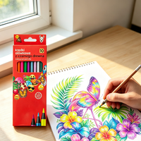 Crayons de couleur en bois noir, 10 pièces, crayons de couleur métalliques à mine solide, design de dessin animé pour enfants, fournitures scolaires, papeterie de dessin