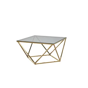 hot sale stainless steel golden table chromed furniture white marble coffee table