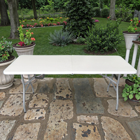 Table pliante robuste de 180 cm, table de jardin, table extérieure en fer, plastique HDPE, tables en métal, banquet de cuisine, extérieur