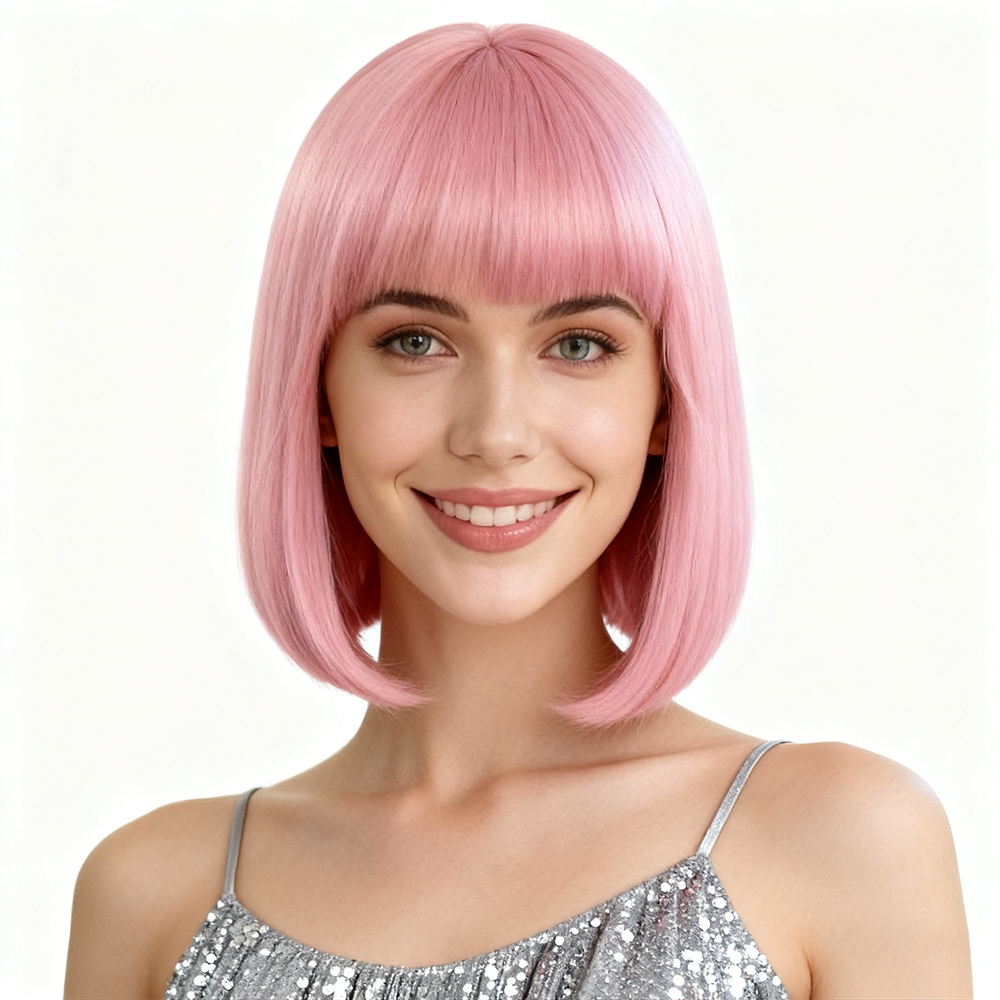 Pink bob wig